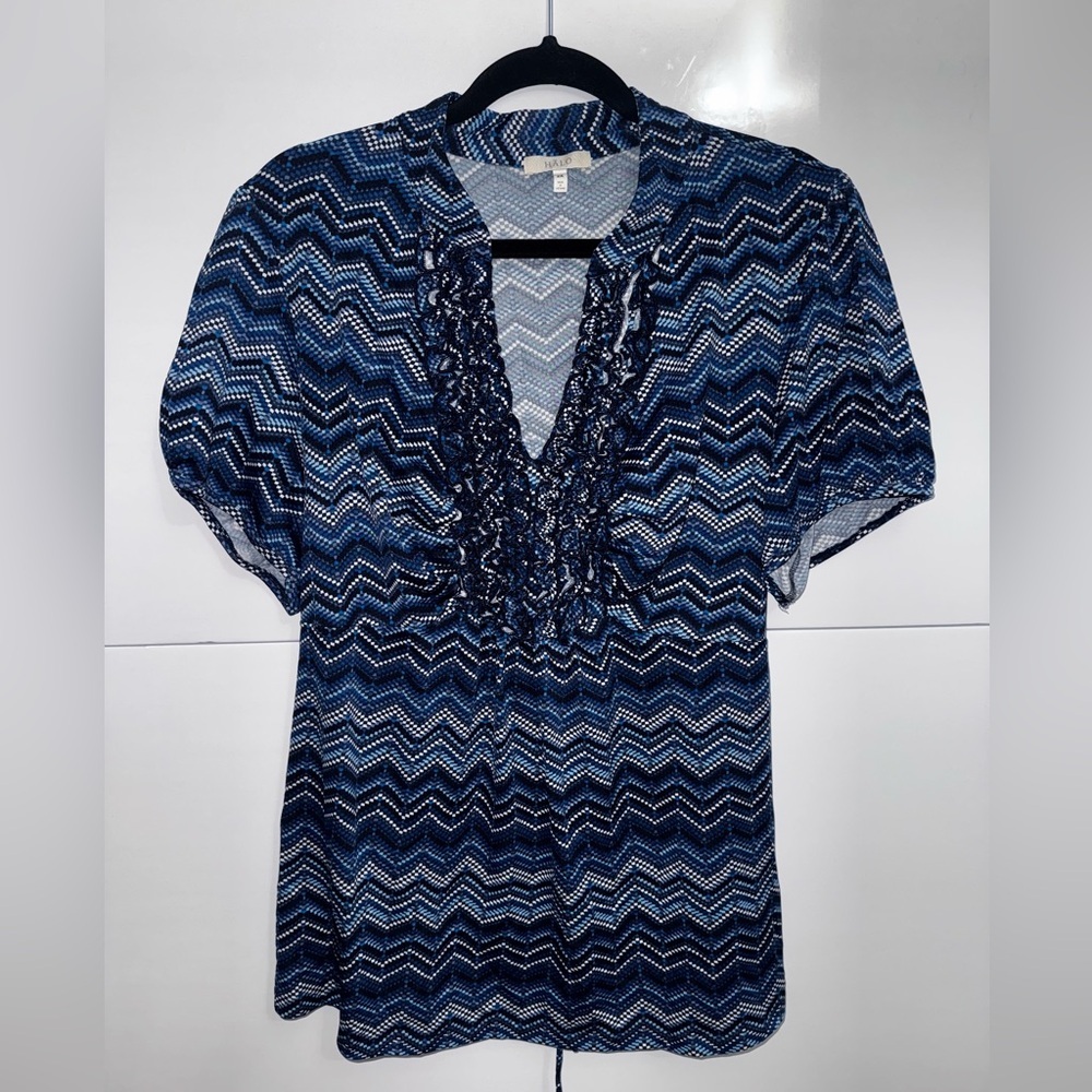 Halo Navy and White Chevron Blouse